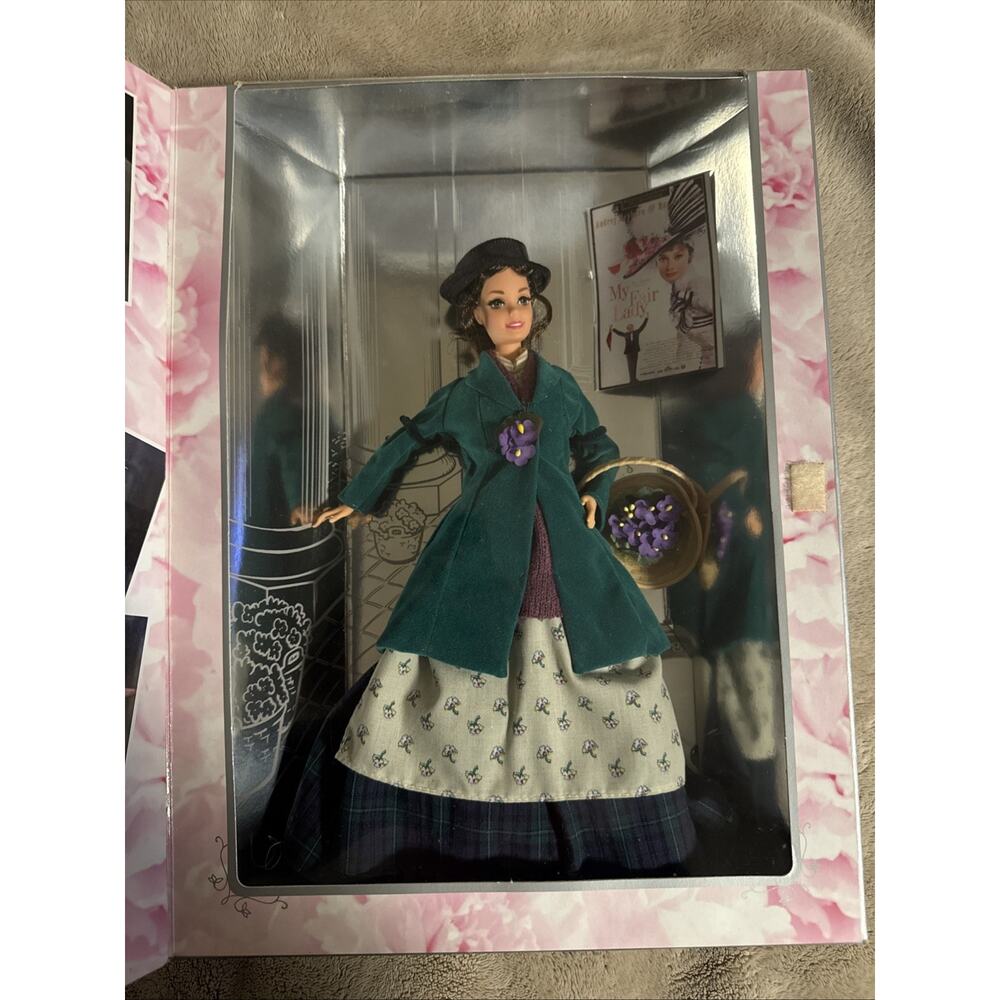 Barbie Audrey Hepburn Eliza Dolittle My Fair Lady w/ box basket flowers green